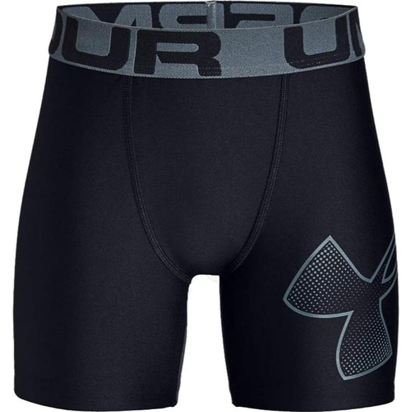 Under Armour Boys' HeatGear Armour Fitted Shorts Black/Pitch Gray Youth Small - Picture 7 of 7